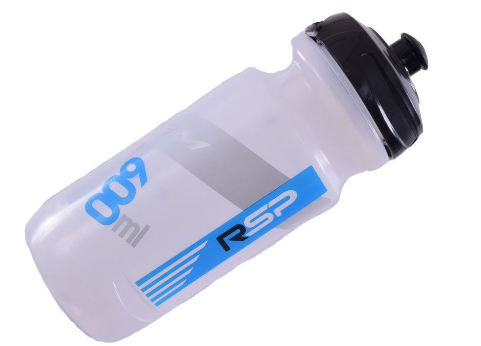 RSP TEAM ELITE CYCLING SQUEEZABLE DRINKS WATER BOTTLE 600ml TRANSPARENT-BLUE