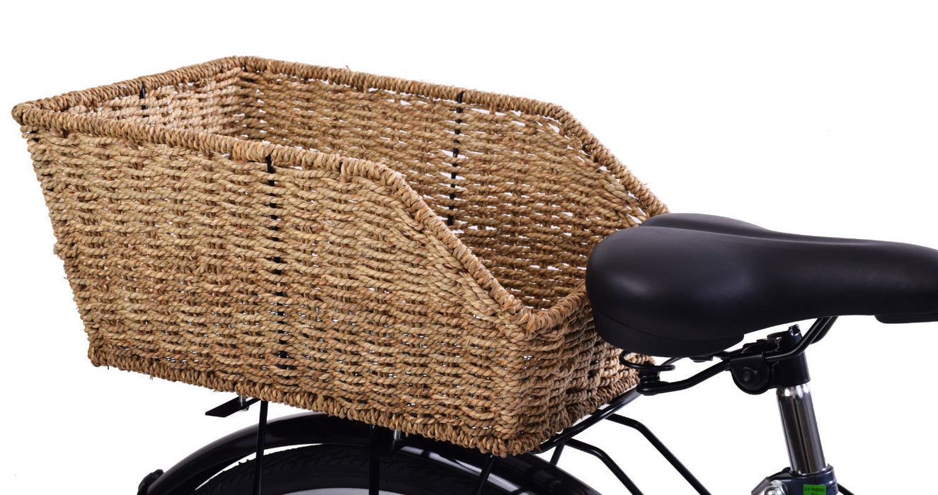 Rear Carrier Fitting Luxurious Wicker Style Bike Basket For Ladies About Town Bike