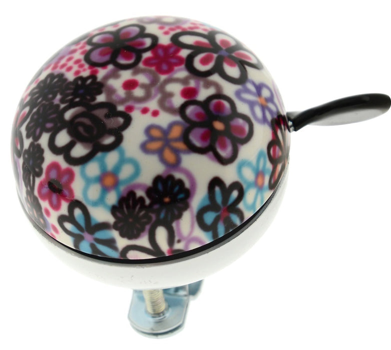 RETRO FUN COLOURED PATTERNED BICYCLE BELL 60mm PAINTED STEEL DING DONG BIKE BELL