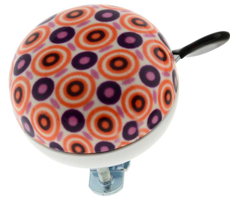 RETRO FUN COLOURED PATTERNED BICYCLE BELL 60mm PAINTED STEEL DING DONG BIKE BELL