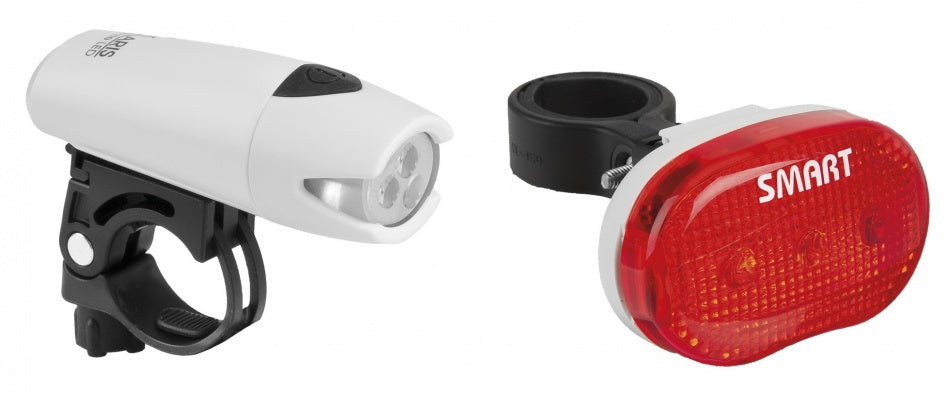 Pair Quality Bike Lights From Top Brand “Smart” Front & Rear 3 Led Bright Light Set