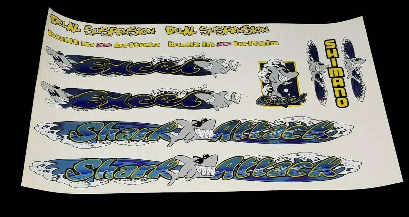 BIKE FRAME DECAL SHEET SHARK ATTACK STICKER SET NEW BICYCLE STICKERS