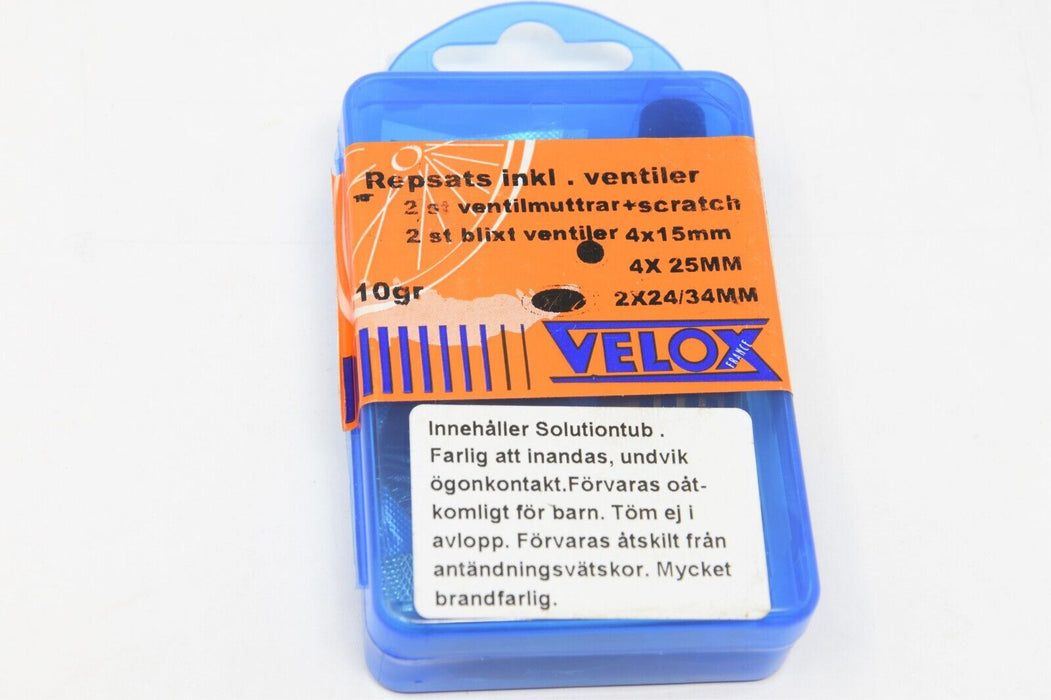Velox Bike Inner Tube Puncture repair kit outfit with Spare Woods Valves