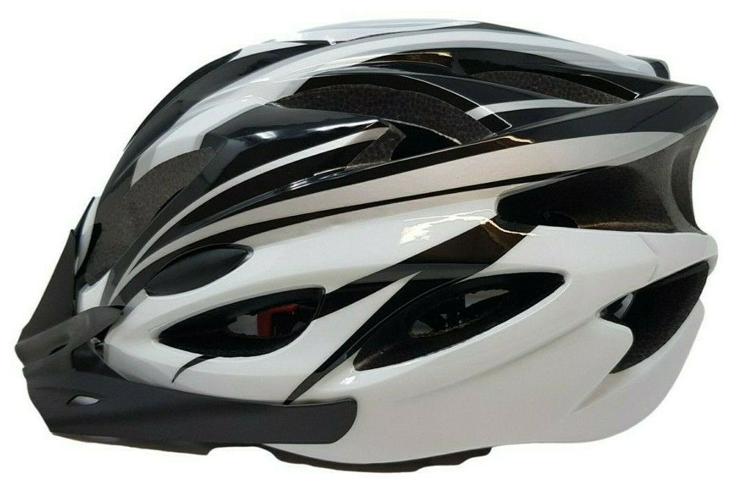 Adult Prolinx In Mould Bicycle Helmet 57 - 63cm Black & White, Visor & Air Vents