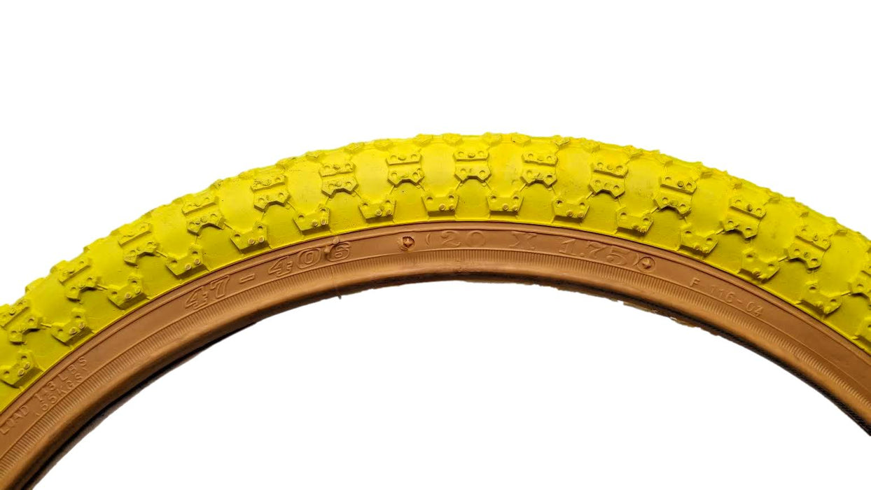 Pair 20 X1.75 Yellow Amberwall Comp Iii  BMX Tyres Raleigh Burner Old School