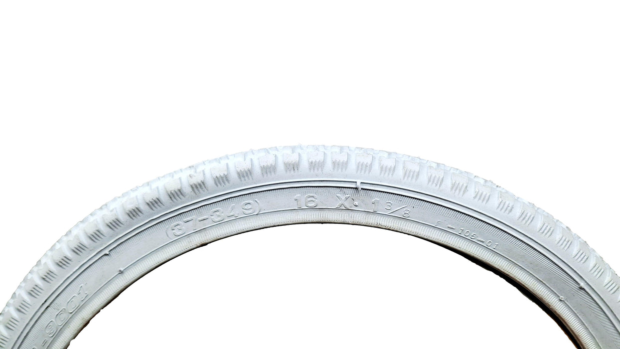 16" White Block Tread Tradional 16 x 1 3/8 (37-349) - Tyre / Tubes