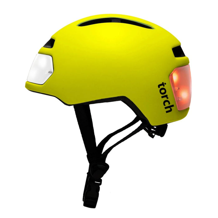 Torch T2 Bike Helmet With Integrated Lights - Neon Yellow One Size 54cm - 61cm
