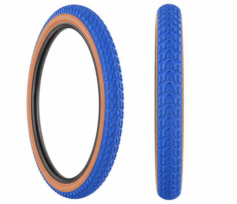 Snakebelly 20 x 2.125 Old School BMX Bike "Snake Belly" Tyre Blue Amberwall