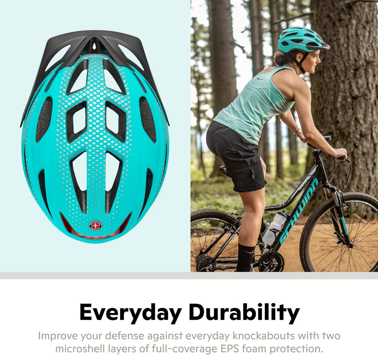 Schwinn Beam LED Lighted Adult Teal Bike Helmet 58-61cm , Reflective Design