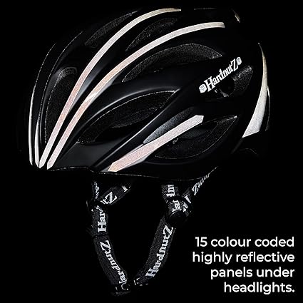 Road Bike Helmet - Hi Vis, Black| HN106 One Size 54cm - 62cm | Adults & Kids | Sportive, Racing, Training & Casual Bicycle Riders | Lightweight  Reflective Panels | EU & UKCA Certified