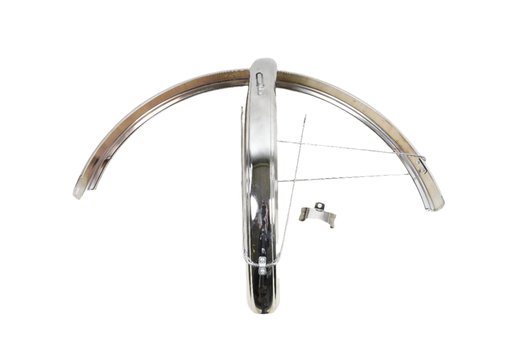 26" Chrome Steel ATB Cruiser Mudguards Fender Set Wheel Mount Stays 60mm Width