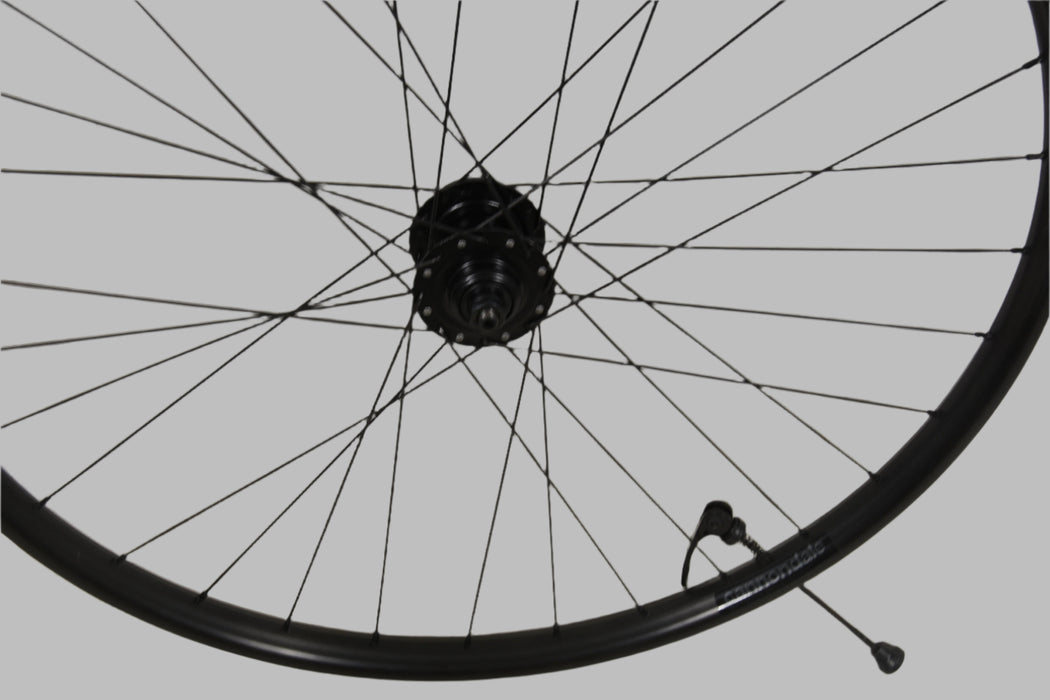 27.5” MTB 584 x 25 650B DISC HUB BIKE FRONT WHEEL BLACK CANNONDALE DOUBLE WALL RIM