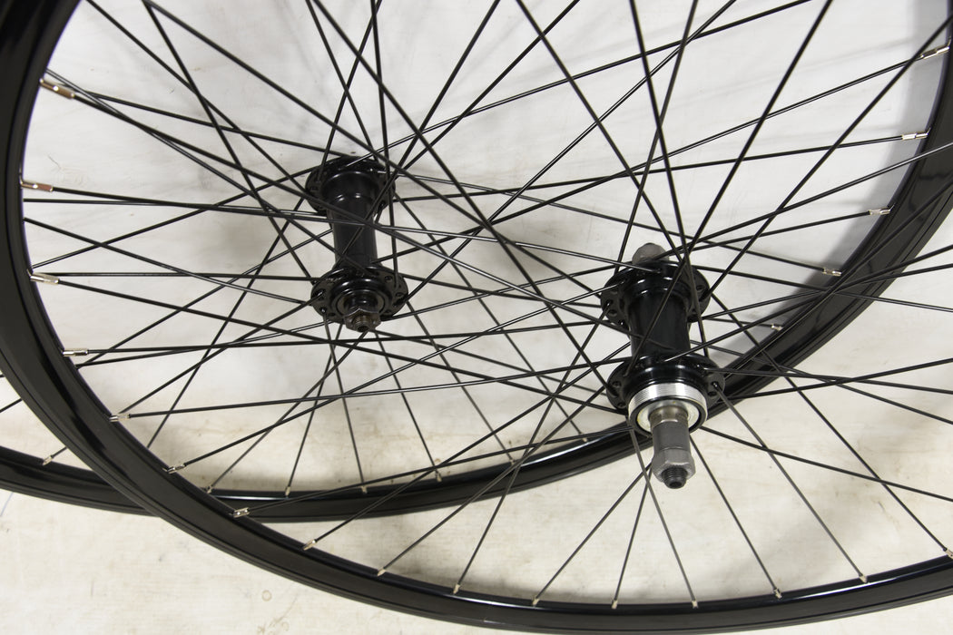 PAIR 700c (622 x 13) ROAD BIKE RACER WHEELS BLACK ALLOY QR HUBS