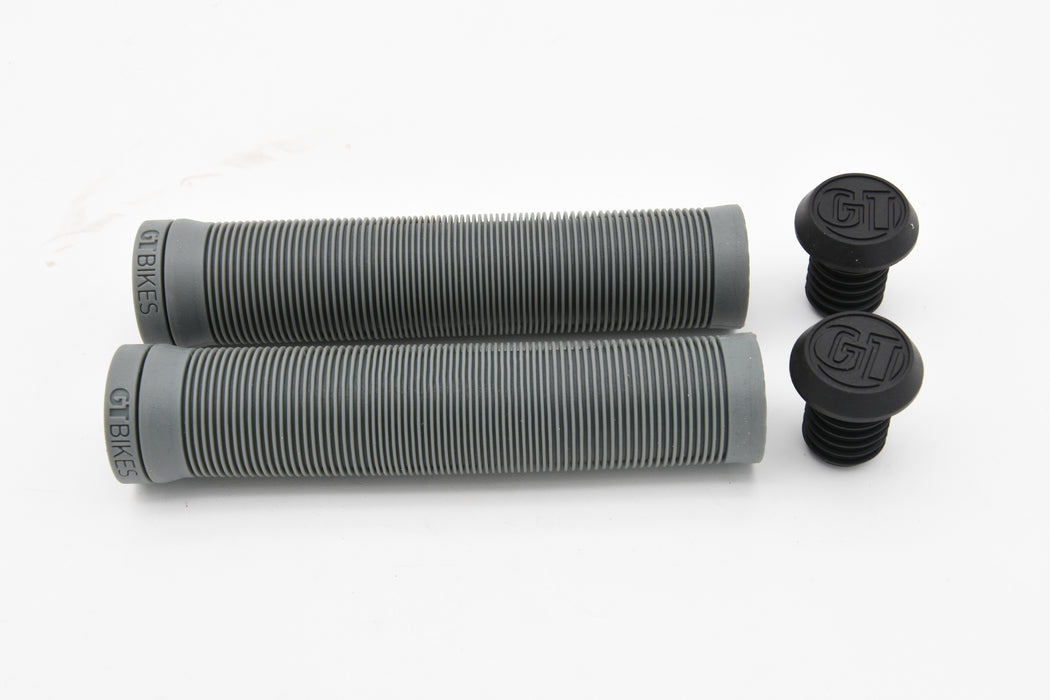 Pair Long GT Bike Open end Soft Handlebar Grips BMX MTB Bike 150mm grey + Plugs