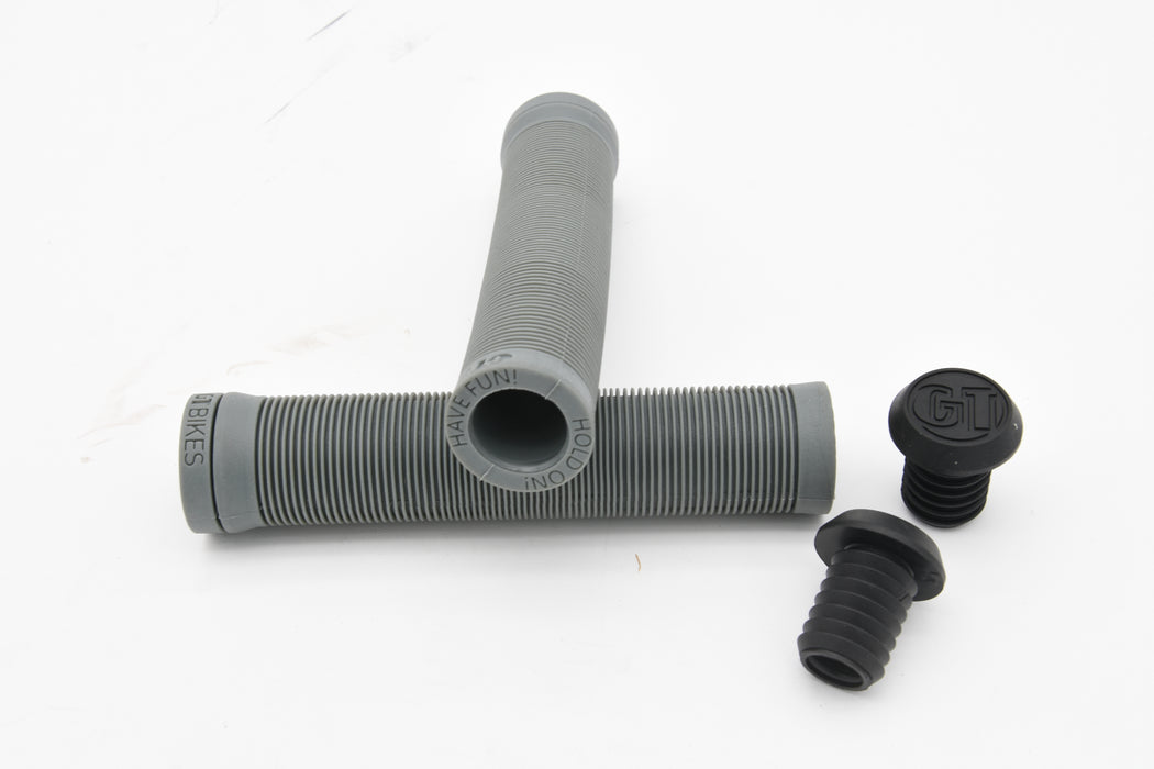 Pair Long GT Bike Open end Soft Handlebar Grips BMX MTB Bike 150mm grey + Plugs