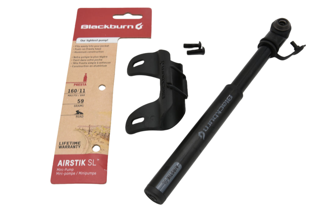 Blackburn AirStick SL Mini Road Pump Presta Valve + Holder Black Air Stick