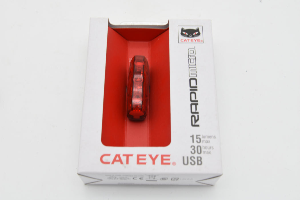 Cateye Rapid Micro USB Rechargeable Rear Bike 3 LED Light 15 Lumens
