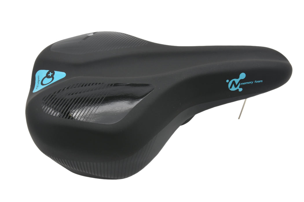 DDK DD-053M Adult Bike Saddle Quality Comfort Plus Memory Foam Padded Seat 270mm x 185mm Black/Blue
