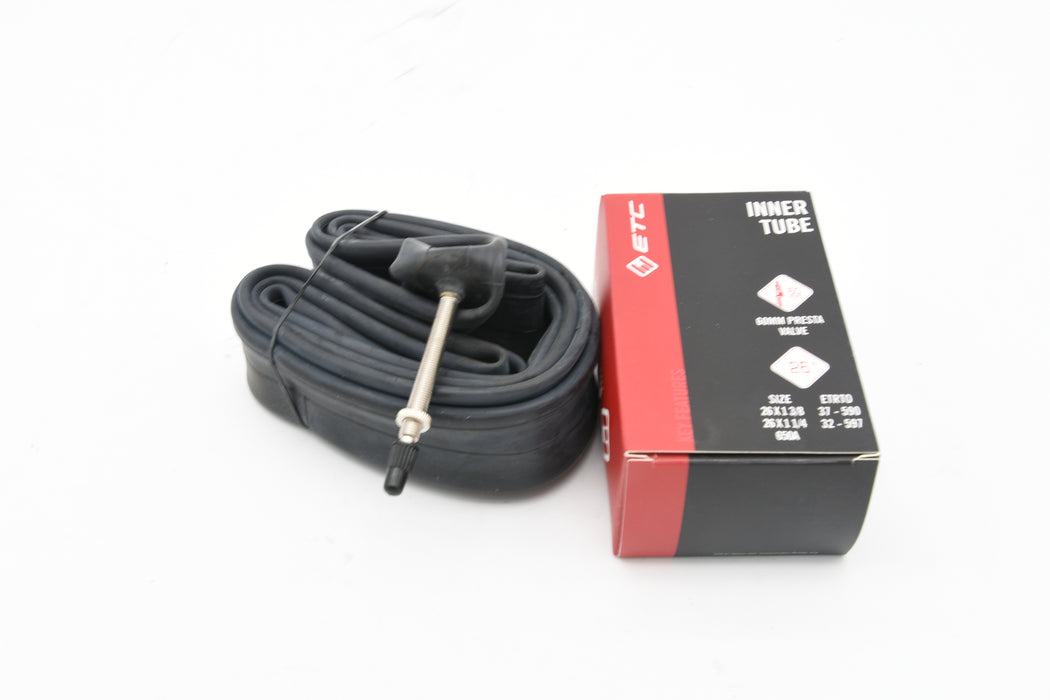 Single Pair Presta innertube 590/597 26 x 1 3/8" 26 x 1 1/4" inner tubes 60mm valve Roadster, Town Old Road Bike