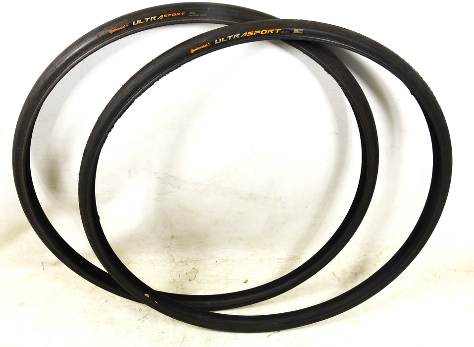 PAIR (2) CONTINENTAL ULTRA SPORT 700 x 25c CLINCHER ROAD BIKE TYRE (WIRED) ORANGE LETTERING