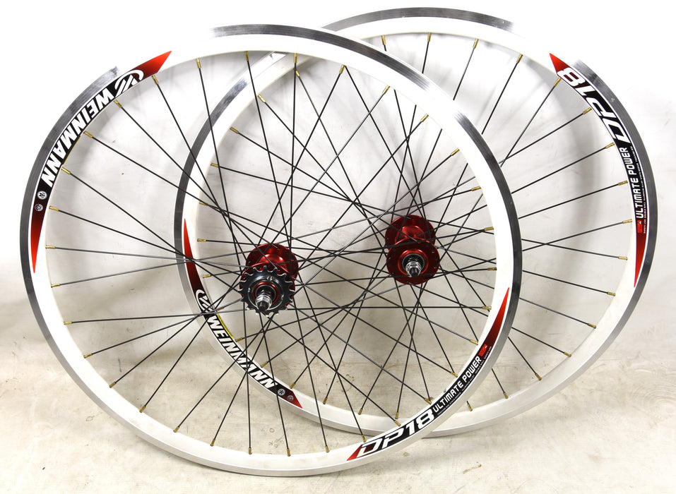Pair White 700c Fixie Flip Flop Wheels Sealed Bearing Hubs Weinmann DP18 Rims