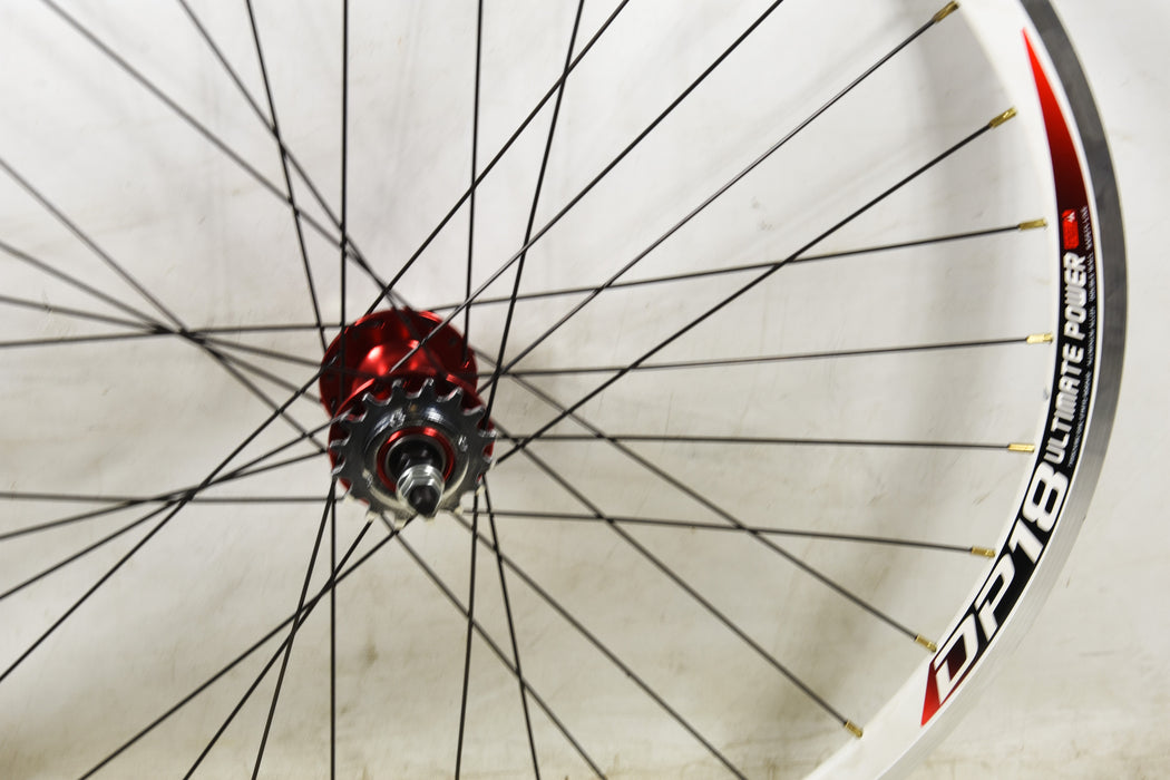 Pair White 700c Fixie Flip Flop Wheels Sealed Bearing Hubs Weinmann DP18 Rims