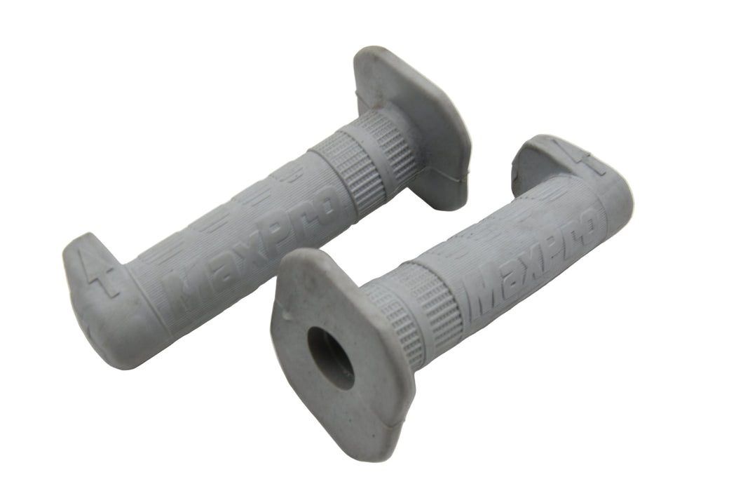 MAXPRO BMX DOWNHILL SILVER SERIES FLANGED MTB CYCLE GRIPS WITH HAND PROTECTION GREY 130mm (OLD STOCK)