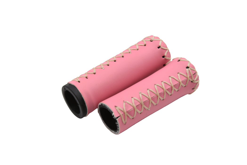RALEIGH CHIC 80/90mm STITCH PATTERN PINK HANDLEBAR GRIPS KIDS BIKE