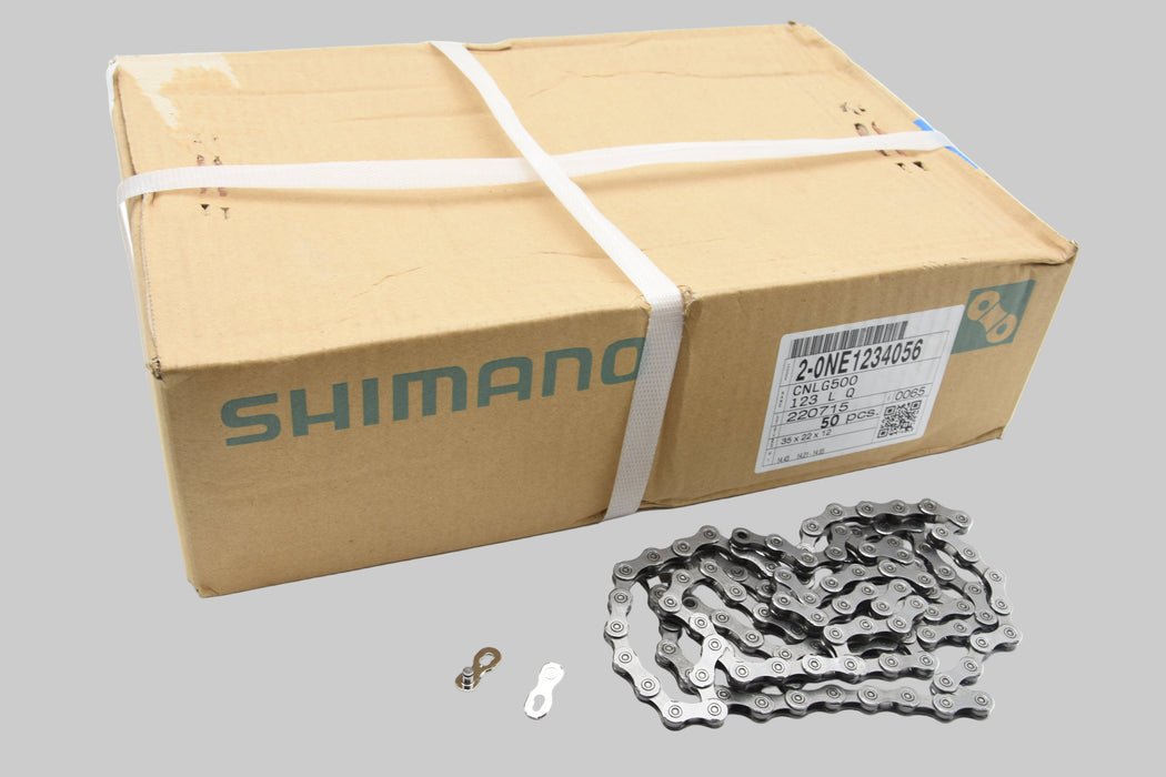 Wholesale Job Lot Fifty 50 Shimano CN-LG500 Link Glide 10 / 11 Speed Chains with Quick Link Joiners 124 Link (72")