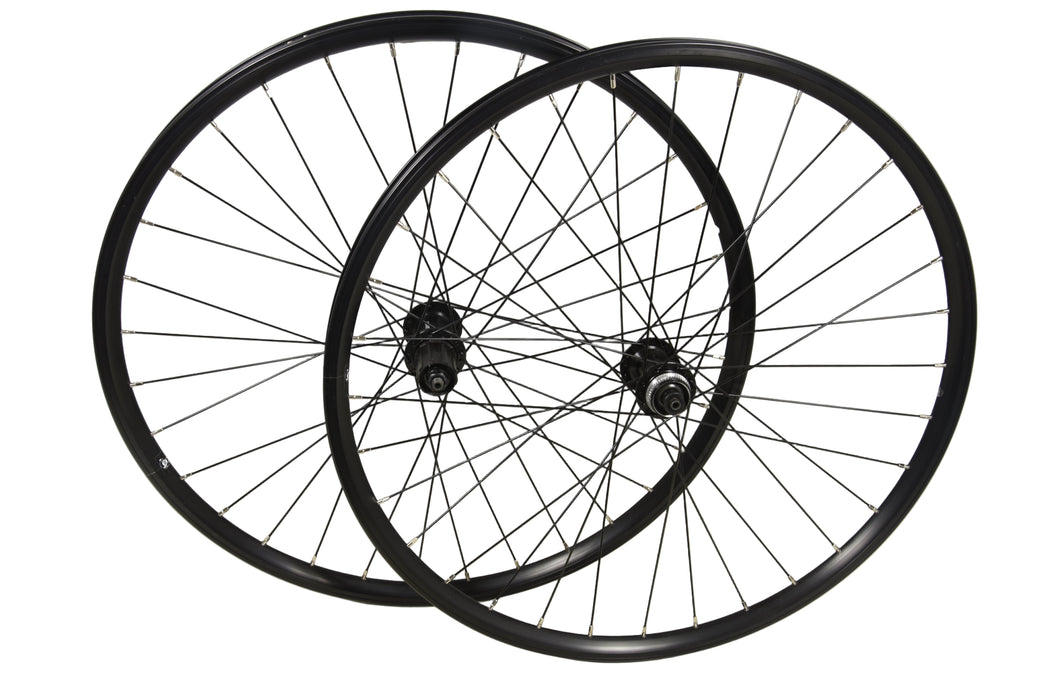 PAIR 26" 559 - 19 CENTRE LOCK DISC WHEELS SHIMANO FH-RM35 HB-TX505 8/9/10 SPEED BLACK RIM (Copy)