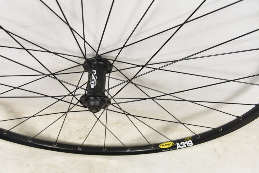 Front Wheel 700c 28” 622 x 19c Hybrid Trekking Bike Mavic A319 Rim Shimano Deore HB-M510 Hub Black