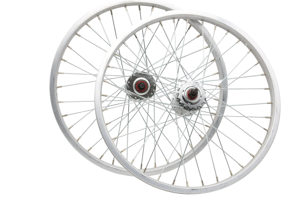 PAIR SILVER 20 x1.75 (406-20) FLIP FLOP FIXIE BIKE WHEELS-FOLDER CONVERSIONS & PROJECTS
