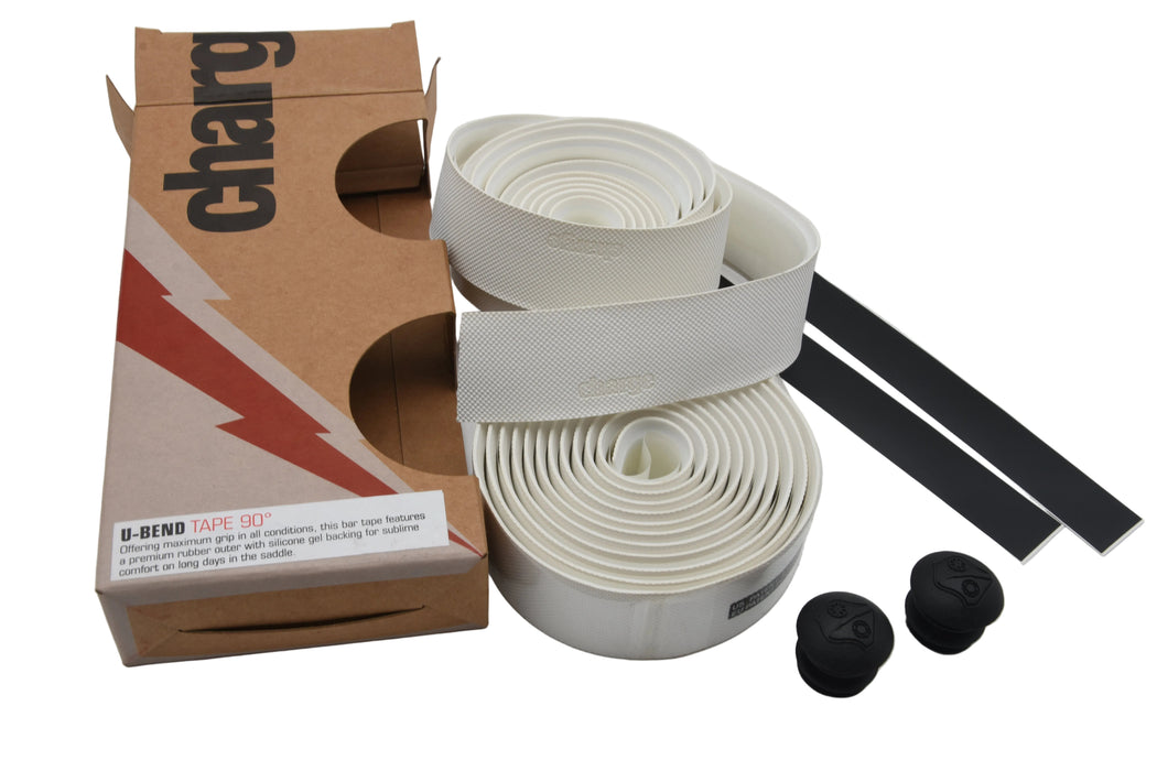 Charge White Bike Road Bicycle U-Bend 90 Drop Bar Comfort Handlebar Tape Silicon Gel Backed