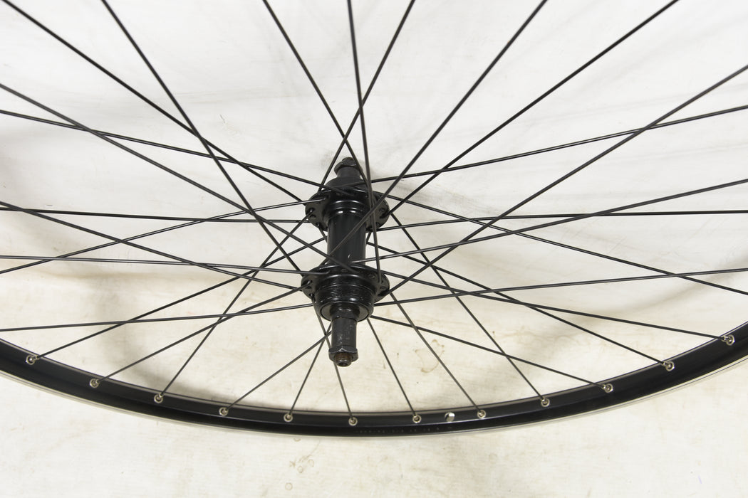700c (622-19)  Bike Rear Wheel  Black Rim Quick Release Hub Screw on Freewheel Hub
