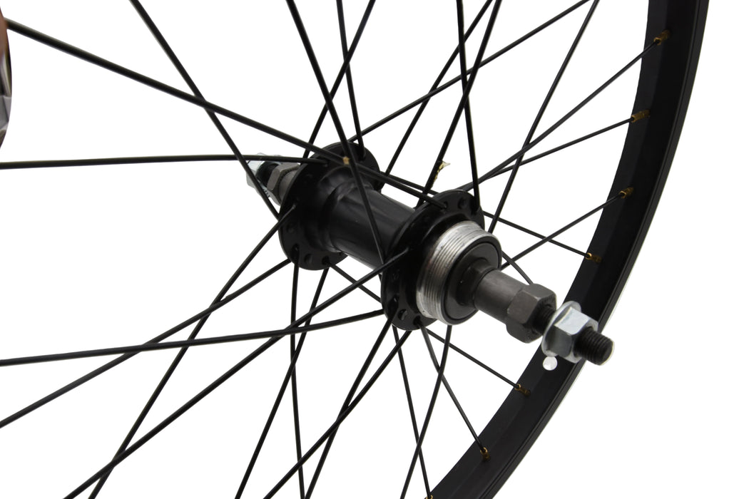 20 X 1.75 Rear Multispeed MTB Wheel Black 130mm 5/6/7 Speed 3/8 axle 406 - 21
