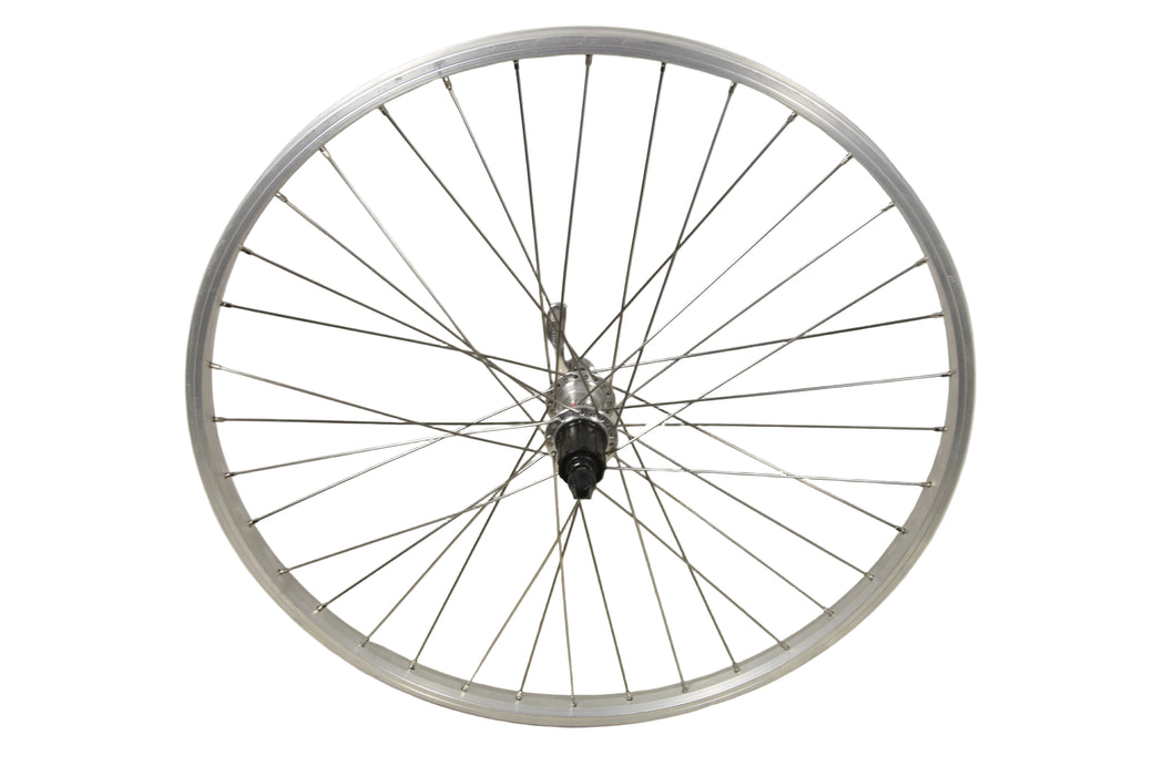 26" RIM 559 - 21 ATB REAR WHEEL SHIMANO FH-MC18 8/9/10 CASSETTE HUB SILVER RIM BRAKE
