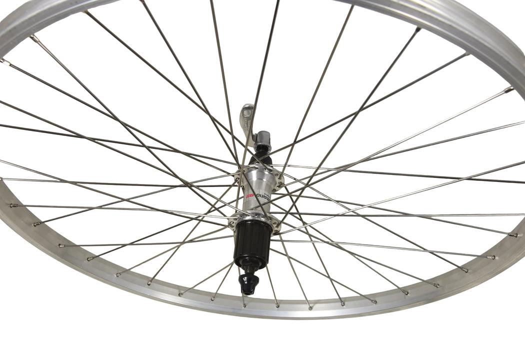26" RIM 559 - 21 ATB REAR WHEEL SHIMANO FH-MC18 8/9/10 CASSETTE HUB SILVER RIM BRAKE