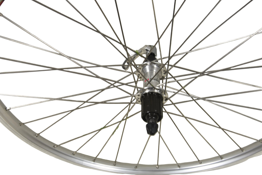 26" RIM 559 - 20 ATB REAR WHEEL SHIMANO FH-MC18 8/9/10 CASSETTE HUB SILVER RIM BRAKE