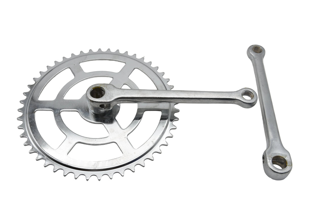 50's, 60's,70's,80's ROADSTER BIKE 48 TEETH SINGLE 1/8" COTTERED CHROME CHAINSET 175mm