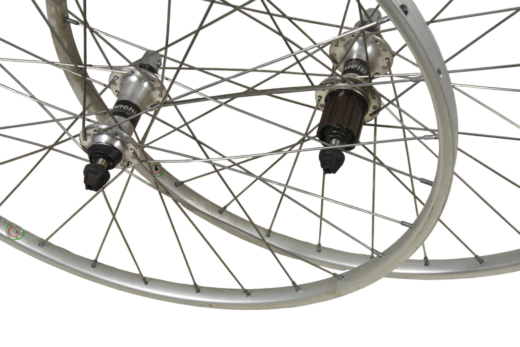 Pair 24” 520 Ambrosio Rim Tubular Junior Road Bike Wheels Bianchi Hubs 8/9 Speed Campag type freehub