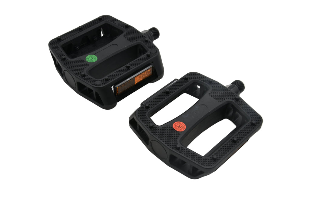 Pair Black Resin 9/16" MTB or BMX Bike Platform Pedals For Three Piece Crank 95mm