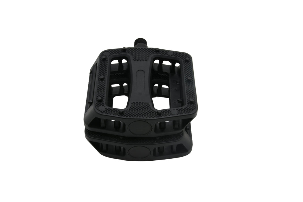 Pair Black Resin 9/16" MTB or BMX Bike Platform Pedals For Three Piece Crank 95mm