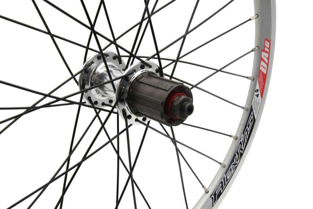 20 Rear Folding Bike MTB Wheel 8/9speed Cassette Hub Silver Alex Rim 406 - 16 Black Spoke