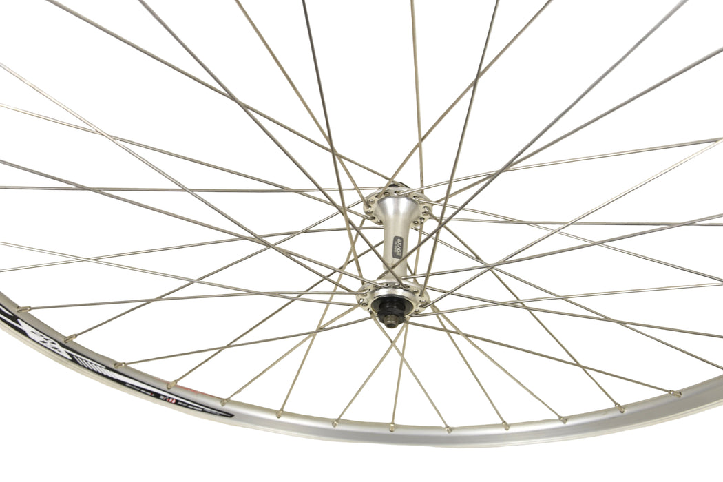 FRONT WHEEL 700c 622-13 ROAD BIKE DOUBLE WALL PROFILE CFX RIM SILVER SHIMANO Q/R HUB