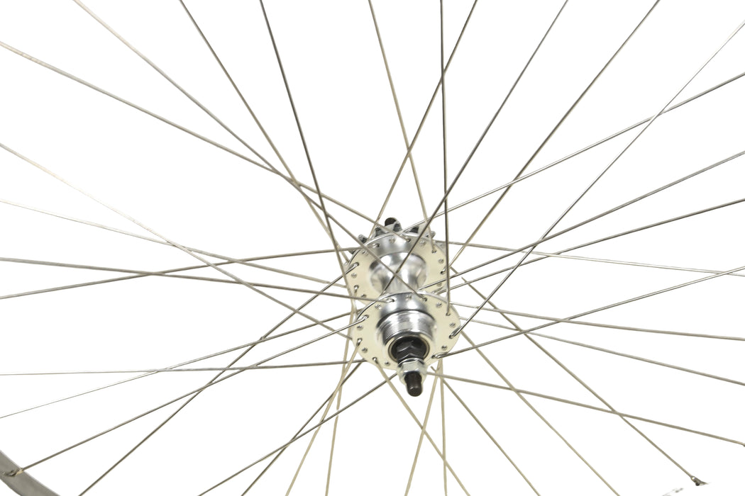 PAIR FIXIE BIKE 27 x 1 1-4” FLIP FLOP WHEELS CHROME STEEL RIM FIXED OR FREEWHEEL LARGE FLANGE