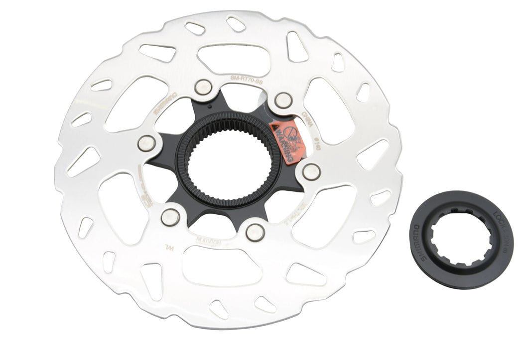 Shimano SLX SM-RT70 Centre Lock Disc Rotor 140mm Diameter + Lock Ring Center