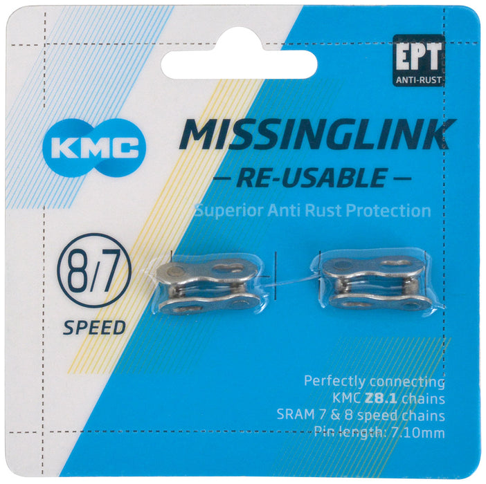 KMC Chain 7/8 Speed EPT Missing Link Joining Link Silver 7.1mm (2 Pairs)