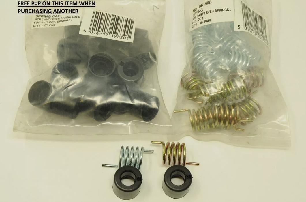 WHOLESALE JOB LOT OF 10 PAIRS CANTI-LEVER 4 ½” COIL BRAKE SPRINGS & COVERS