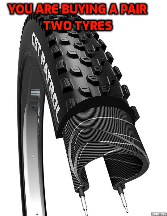 Pair (two) CST Patrol 27.5 x 2.25 (57-584) Mountain MTB Bike All Terrain Knobby Tyres Black