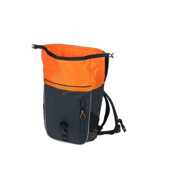 Basil Bicycle Pannier Rack Backpack Miles Tarpaulin Daypack 17Litre Black/Orange